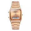 SANDA 747 Rose Gold SANDA 747 Digital Quartz Analog Dual Time Casual Classic Square Face Water Proof Men's Watch