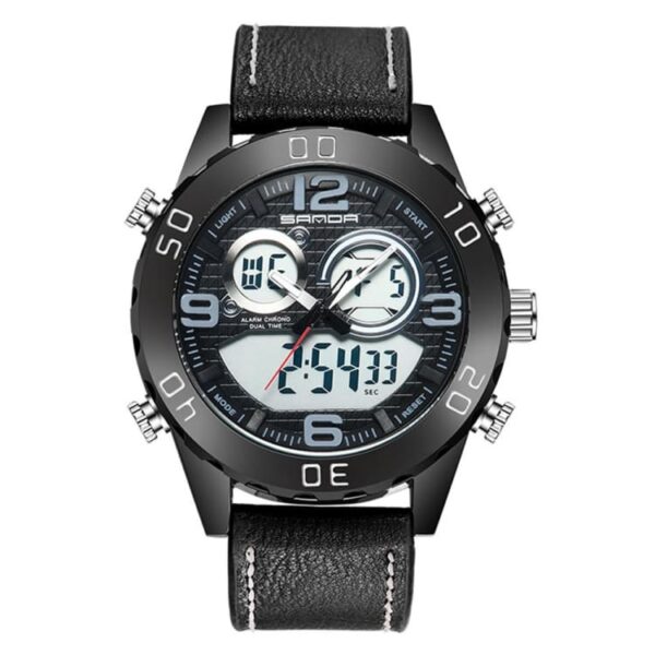 SANDA 772 Black SANDA 772 Dual Time Quartz Analog Digital Business Casual Men's Watch