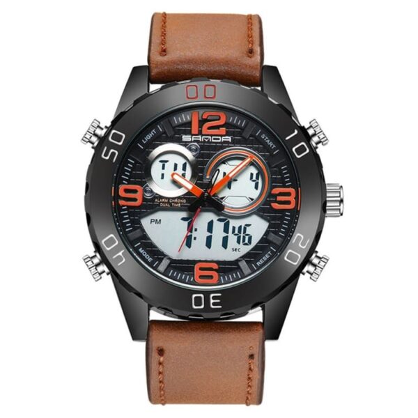 SANDA 772 Orange SANDA 772 Dual Time Quartz Analog Digital Business Casual Men's Watch