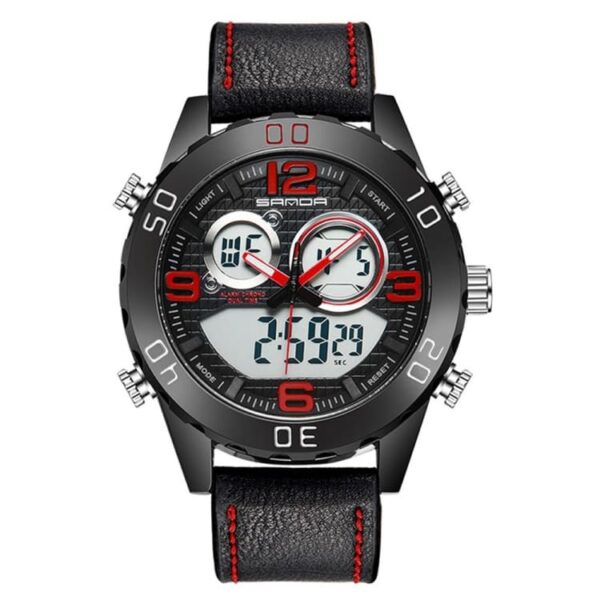 SANDA 772 Red SANDA 772 Dual Time Quartz Analog Digital Business Casual Men's Watch