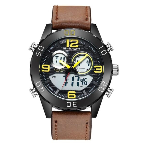 SANDA 772 Yellow SANDA 772 Dual Time Quartz Analog Digital Business Casual Men's Watch