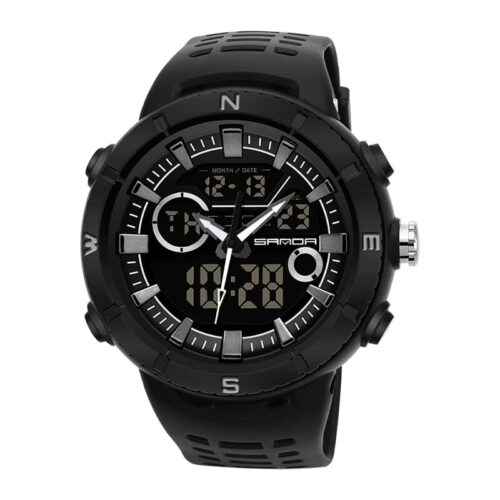 SANDA 776 Black SANDA 776 Digital Quartz Analog Dual Time Sports Casual Water Proof Watch for Men