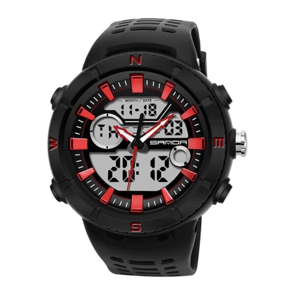 SANDA 776 Black Red SANDA 776 Digital Quartz Analog Dual Time Sports Casual Water Proof Watch for Men