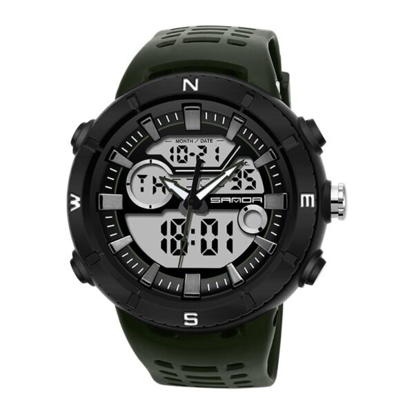 SANDA 776Army Green SANDA 776 Digital Quartz Analog Dual Time Sports Casual Water Proof Watch for Men