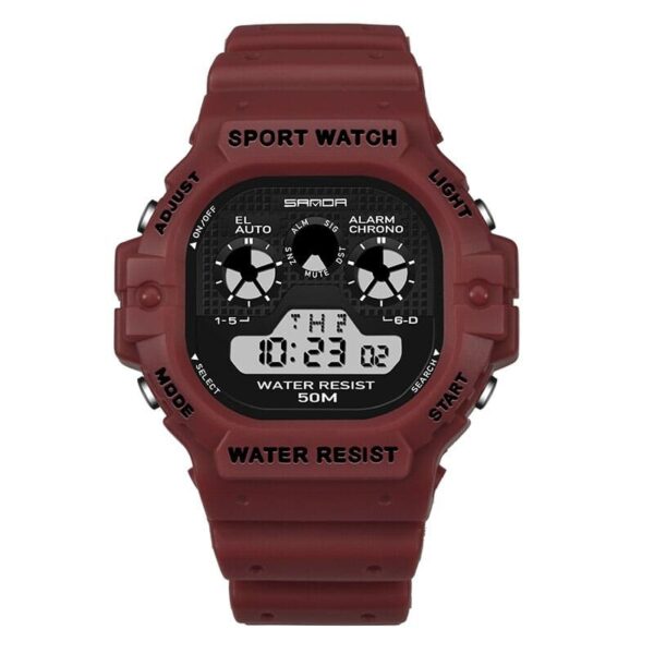 SANDA 777 Red SANDA 777 Digital Sports Resin Strap Water Proof Watch for Men