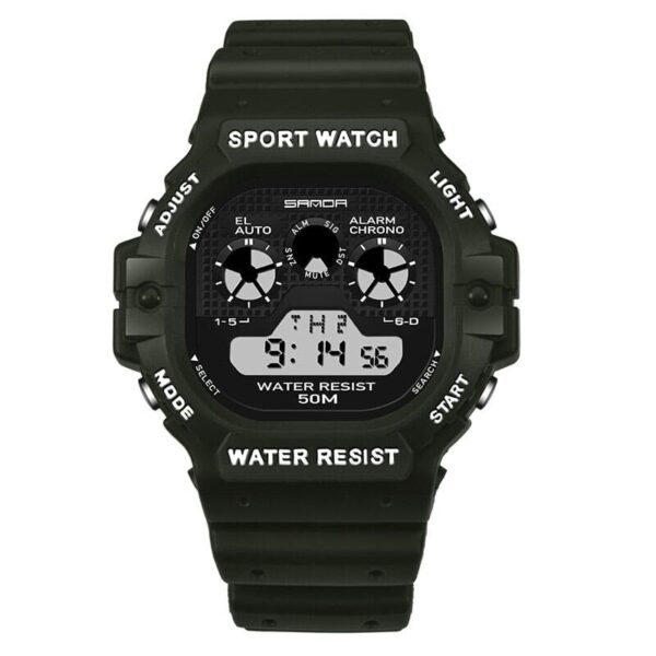SANDA 777 army green SANDA 777 Digital Sports Resin Strap Water Proof Watch for Men