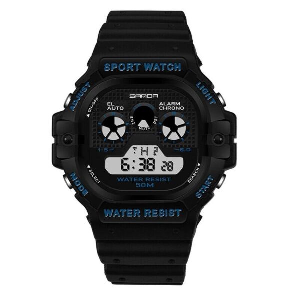 SANDA 777 black blue SANDA 777 Digital Sports Resin Strap Water Proof Watch for Men