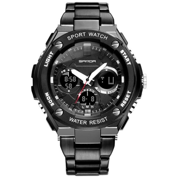 SANDA 783 Black SANDA 783 Quartz Digital Dual Time Casual Business Watch for Men