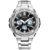 SANDA 783 Silver SANDA 783 Quartz Digital Dual Time Casual Business Watch for Men