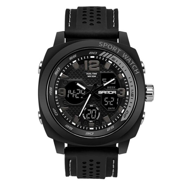 SANDA 790 Quartz Digital Dual Time Casual 3 ATM Water Resistant Watch for Men