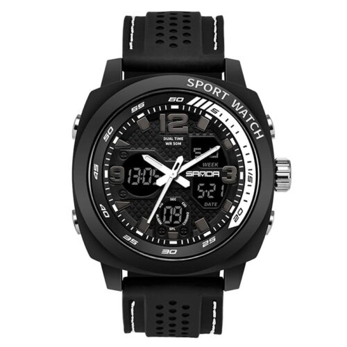 SANDA 790 Quartz Digital Dual Time Casual 3 ATM Water Resistant Watch for Men