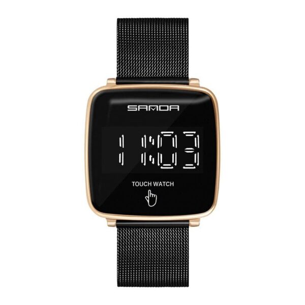 SANDA 8009 Black Rose gold SANDA 8009 Digital Square Touch Screen Fashion Casual Watch for Women
