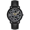 SANDA P1105 Leather Black SANDA P1105 Creative Rotating Wheel Dial Quartz Analog Men's Watch