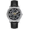 SANDA P1105 Leather Silver SANDA P1105 Creative Rotating Wheel Dial Quartz Analog Men's Watch