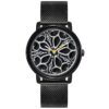 SANDA P1105 Mesh Black SANDA P1105 Creative Rotating Wheel Dial Quartz Analog Men's Watch
