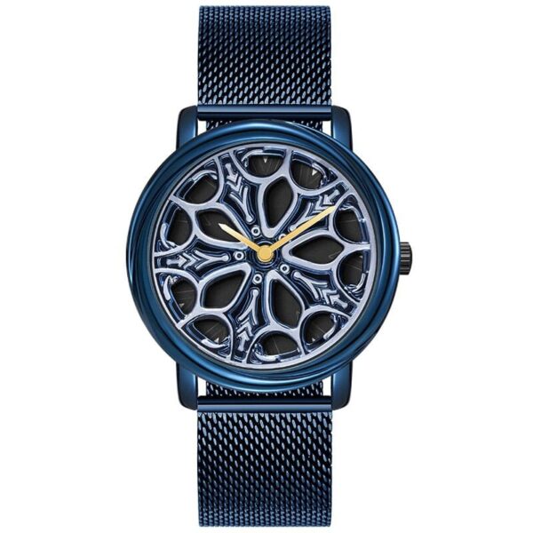 SANDA P1105 Mesh Blue SANDA P1105 Creative Rotating Wheel Dial Quartz Analog Men's Watch