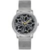 SANDA P1105 Mesh Silver SANDA P1105 Creative Rotating Wheel Dial Quartz Analog Men's Watch