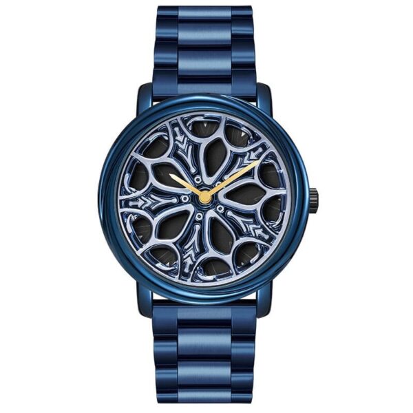 SANDA P1105 Steel Blue SANDA P1105 Creative Rotating Wheel Dial Quartz Analog Men's Watch