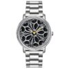 SANDA P1105 Steel Silver SANDA P1105 Creative Rotating Wheel Dial Quartz Analog Men's Watch