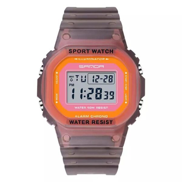 sanda 2113 orange SANDA 2113 Digital Unisex Sport Square Face Water Proof Watch for Boy Girl Kids