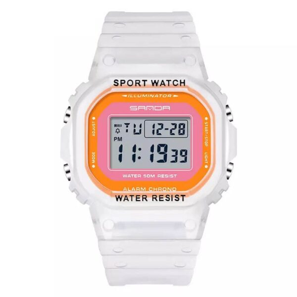 sanda 2113 white SANDA 2113 Digital Unisex Sport Square Face Water Proof Watch for Boy Girl Kids