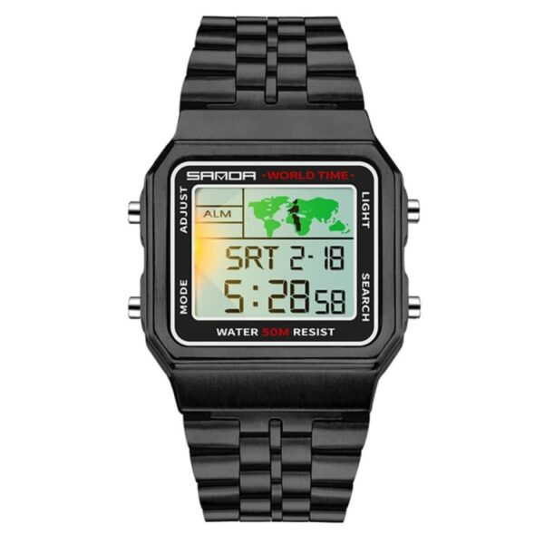 sanda 500 black SANDA 500 Classic Square Face Digital Casual Water Proof Watch for Men