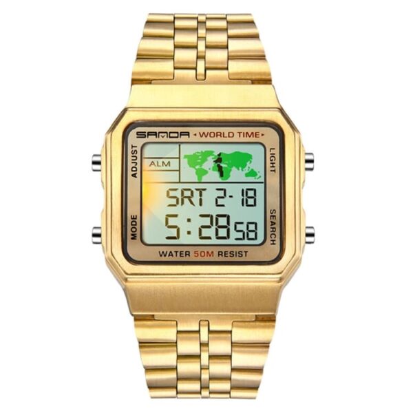 sanda 500 gold SANDA 500 Classic Square Face Digital Casual Water Proof Watch for Men