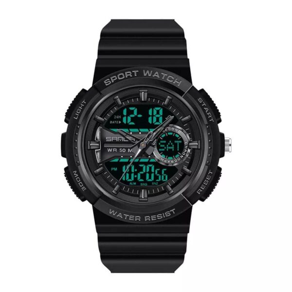 sanda 6073 black SANDA 6073 Digital Analog Quartz Dual Time Sports Casual Water Proof Watch for Women