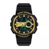 sanda 6073 black gold SANDA 6073 Digital Analog Quartz Dual Time Sports Casual Water Proof Watch for Women