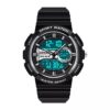 sanda 6073 black silver SANDA 6073 Digital Analog Quartz Dual Time Sports Casual Water Proof Watch for Women