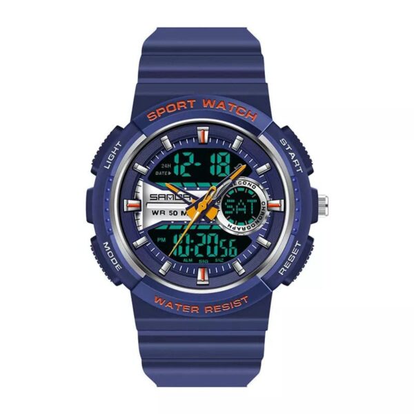 sanda 6073 blue SANDA 6073 Digital Analog Quartz Dual Time Sports Casual Water Proof Watch for Women