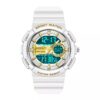 sanda 6073 white gold SANDA 6073 Digital Analog Quartz Dual Time Sports Casual Water Proof Watch for Women