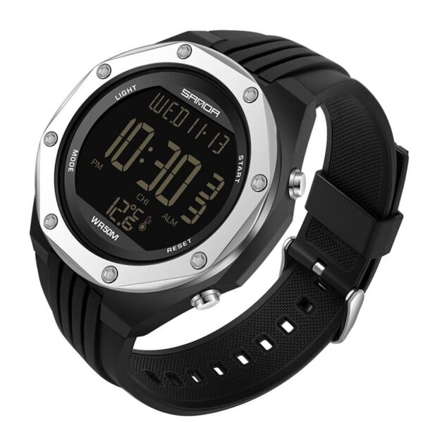 SANDA 6028 Digital 50M Water Proof Sports Body Temperature Monitor Watch for Men