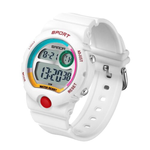 SANDA 6035 White SANDA 6035 Casual Digital Water Proof Sports Watch for Women