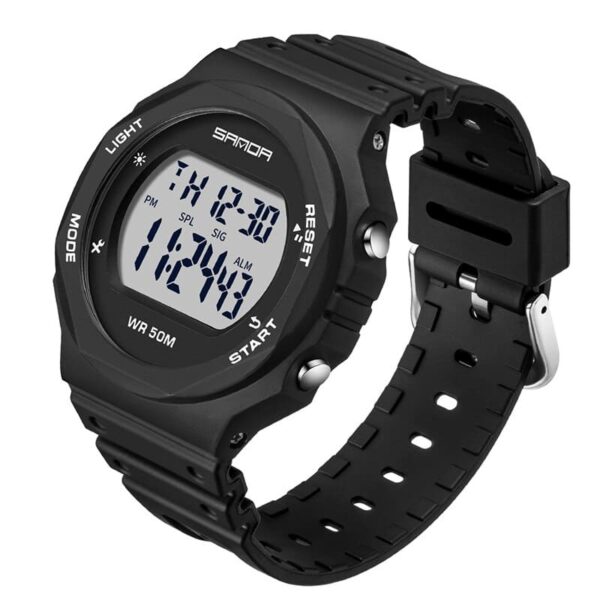 SANDA 6069 Black White SANDA 6069 Fashion Digital Water Proof Sport Watch for Women