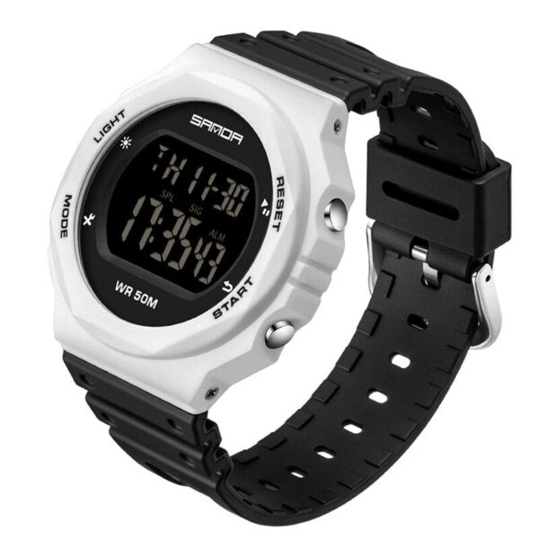 SANDA 6069 White Black SANDA 6069 Fashion Digital Water Proof Sport Watch for Women