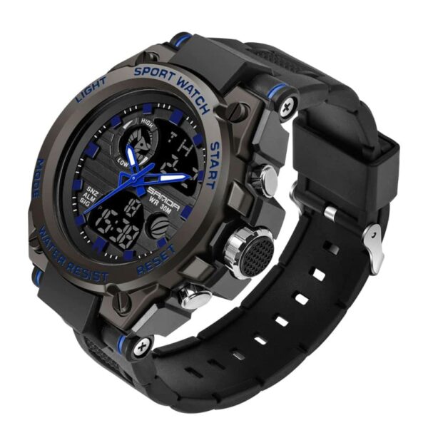 SANDA 739 Black Blue SANDA 739 Dual Time Digital Analog Quartz Casual Business Men's Watch