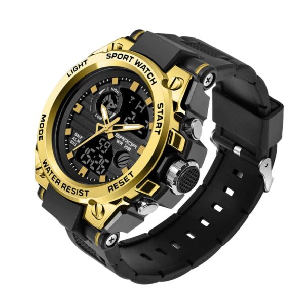 SANDA 739 Gold SANDA 739 Dual Time Digital Analog Quartz Casual Business Men's Watch