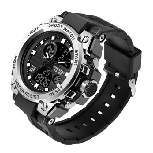 SANDA 739 Silver SANDA 739 Dual Time Digital Analog Quartz Casual Business Men's Watch
