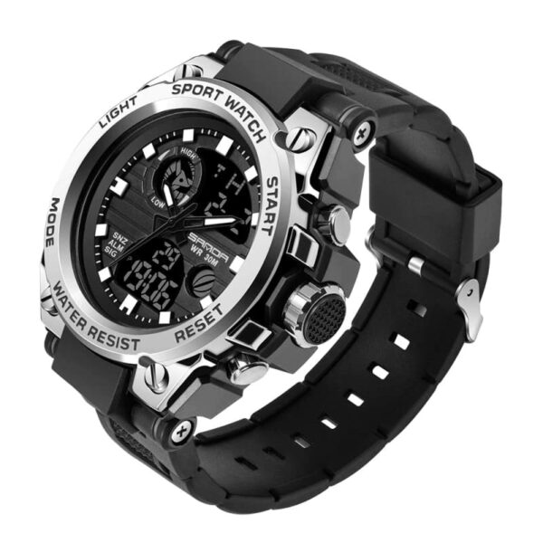 SANDA 739 Silver SANDA 739 Dual Time Digital Analog Quartz Casual Business Men's Watch