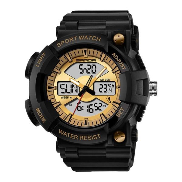 SANDA 766 Gold SANDA 766 Dual Time Quartz Digital Casual Men's Watch