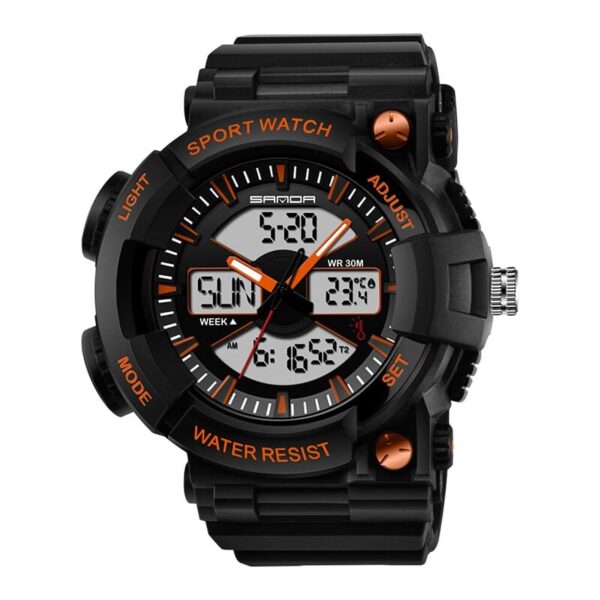 SANDA 766 Orange SANDA 766 Dual Time Quartz Digital Casual Men's Watch