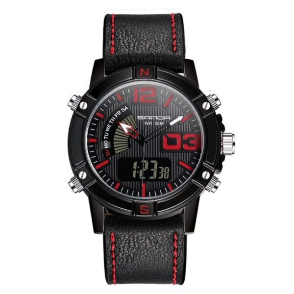 SANDA 773 Red SANDA 773 Quartz Dual Time Digital Analog Casual Men's Watch