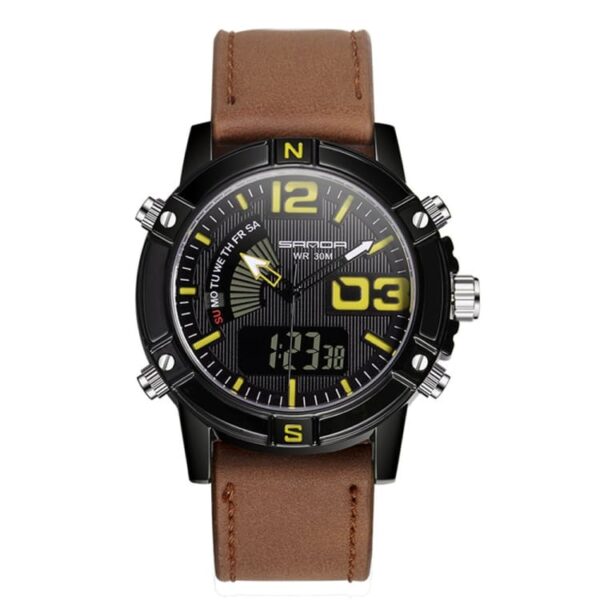 SANDA 773 Yellow SANDA 773 Quartz Dual Time Digital Analog Casual Men's Watch
