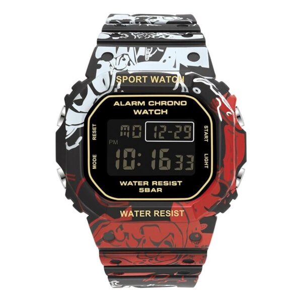 SANDA 2103 Black SANDA 2103 Digital Square Fashion Sports 5 ATM Water Proof Men's Watch