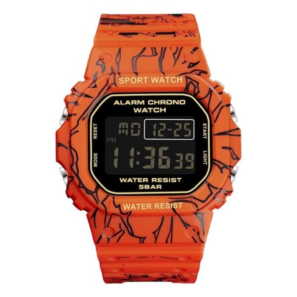 SANDA 2103 Orange SANDA 2103 Digital Square Fashion Sports 5 ATM Water Proof Men's Watch