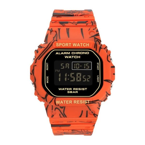 SANDA 2103 orange SANDA 2103 Digital Square Fashion Sports 5 ATM Water Proof Women's Watch