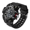 SANDA 3133 Black White SANDA 3133 Dual Time Quartz Digital Sport Military Water Proof Men's Watch