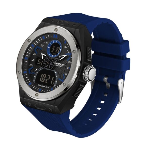 SANDA 3138 Blue SANDA 3138 Quartz Digital Dual Time Sports Military Water Proof Men's Watch