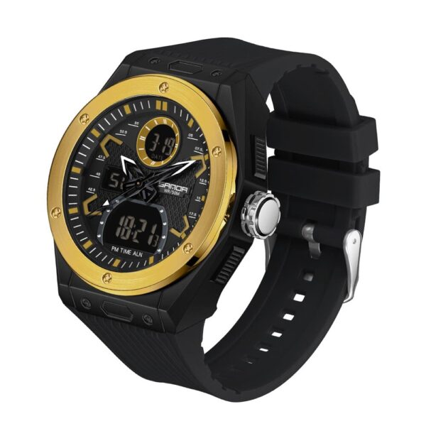 SANDA 3138 Gold SANDA 3138 Quartz Digital Dual Time Sports Military Water Proof Men's Watch